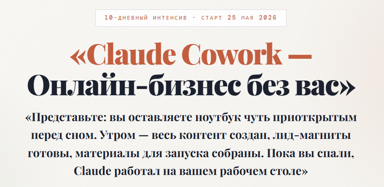 Claude Cowork / Азамат Ушанов - Онлайн-бизнес без вас. Тариф Только интенсив Cowork